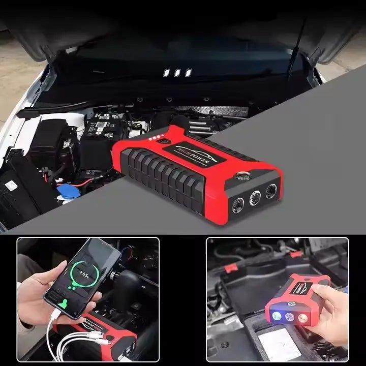 Power Bank Auto 99800mAh – Démarreur de Batterie + Compresseur de Pneus 12V Multifonction - GPS